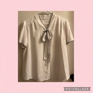 SHEIN Curve Tie Front Bow Blouse